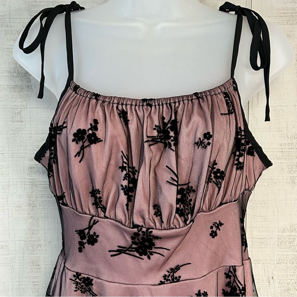 Hapsha Y2k Babydoll Dress Size L Velvet Burnout Sheer Whimsigoth Fairy Grunge‎ - Picture 4 of 11